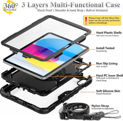 Case for iPad 11th/10th Generation 11''/10.9'' 2025/2022, Full-Body Drop Protection Case with Screen Protector &360° Rotate Hand Strap/Stand
